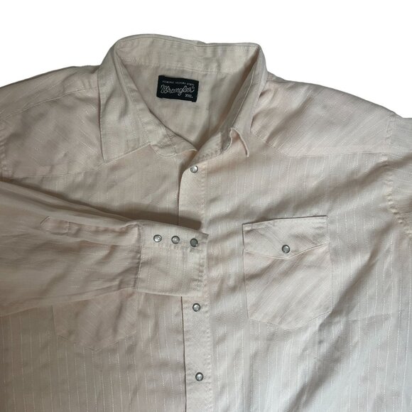 Wrangler Other - Wrangler Mens Pearl‎ Snap Shirt Size Beige Long Sleeve Western XXL